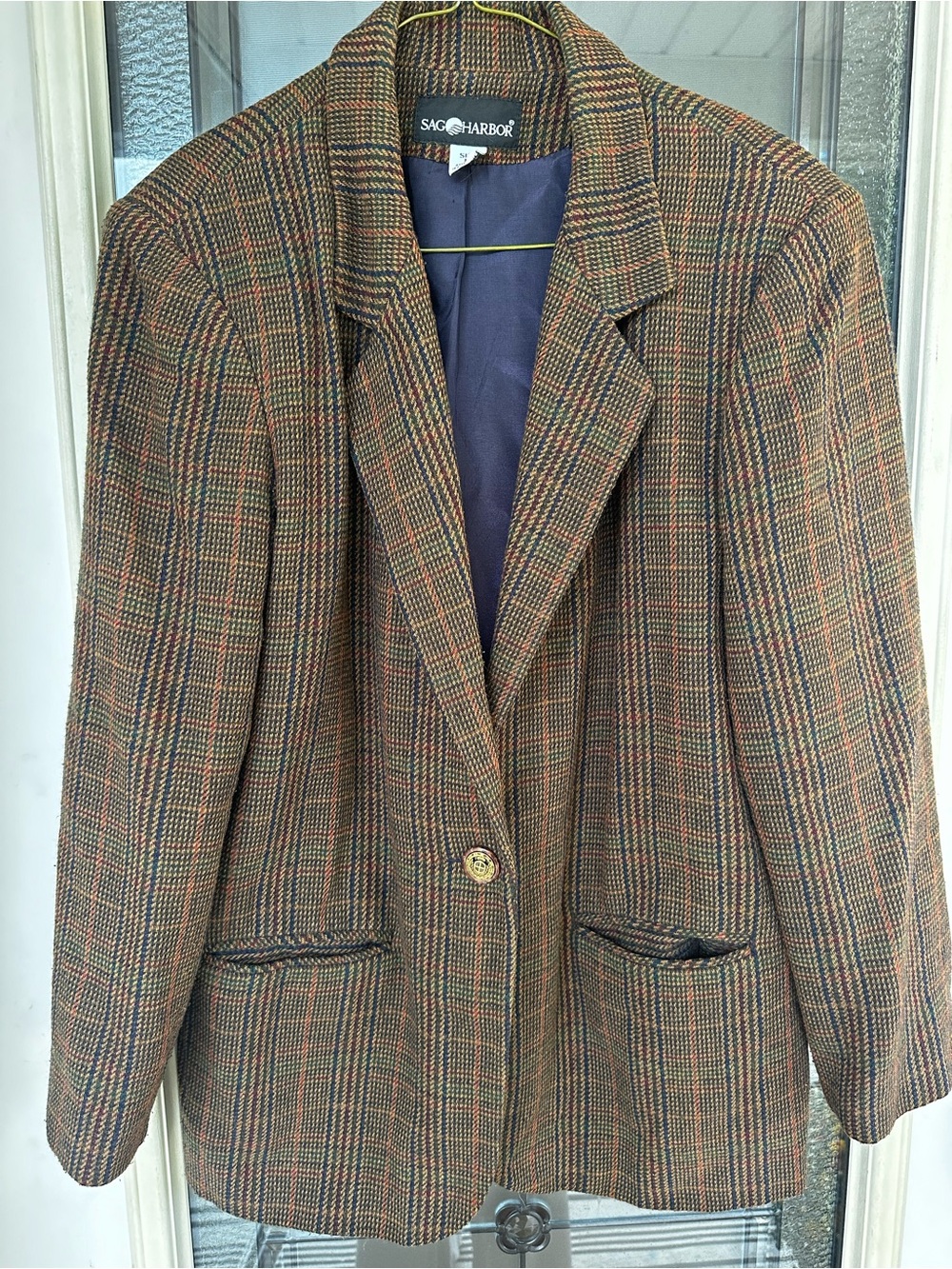 Sag Harbor Brown Plaid Single-Button Blazer